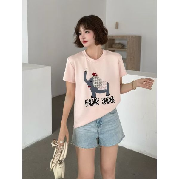 質感釘珠大象棉T恤 質感釘珠大象棉T恤