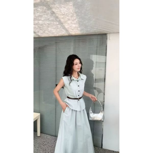 夏季棉麻襯衫兩件式顯瘦套裝洋裝 夏季棉麻襯衫兩件式顯瘦套裝洋裝