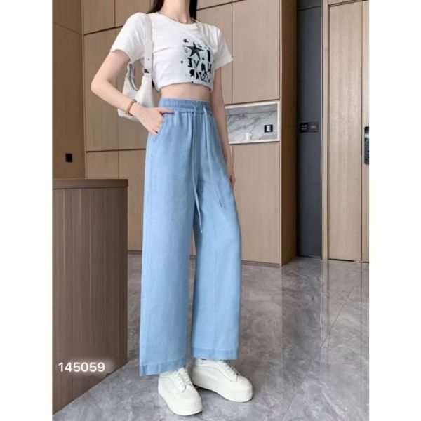 天絲牛仔垂墜感深藍/淺藍 落地褲 休閒長褲 天絲牛仔垂墜感深藍/淺藍 落地褲 休閒長褲