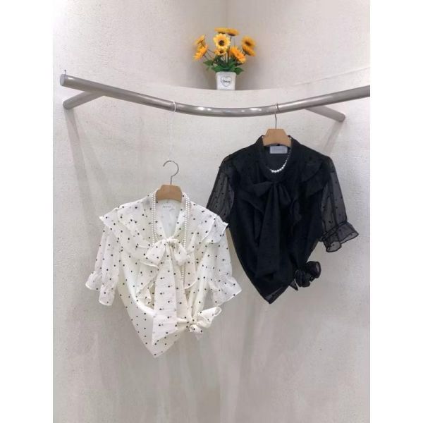 愛心點點雪紡襯衫(白色) 