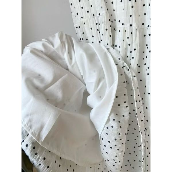 高腰圓點蛋糕裙 优选韓版高腰圓點蛋糕裙 垂感 顯瘦 長裙 蛋糕長裙 A字裙 半身裙 圓點裙 小個子長裙