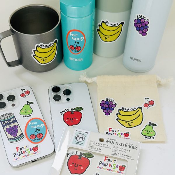 Sanby × RiraRiraはんこ 聯名款 萬用貼紙｜醉醺醺岩井課長・水果樂園 Sanby, MULTISTICKER, 萬用貼紙, 岩井課長, 水果樂園, 可愛貼紙, 日本製, 可水洗, 文青雜貨, 療癒小物, 貼紙控
