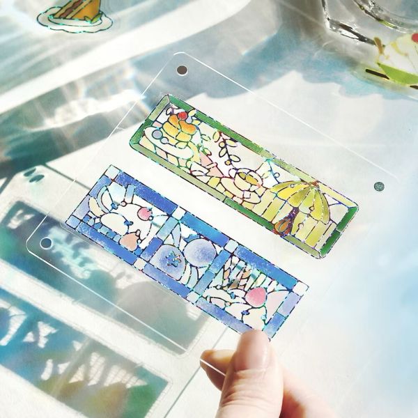 燙金透明貼紙「Cafe A La Mode Stained」 bgm,窗花玻璃,窗花貼紙,手帳好朋友