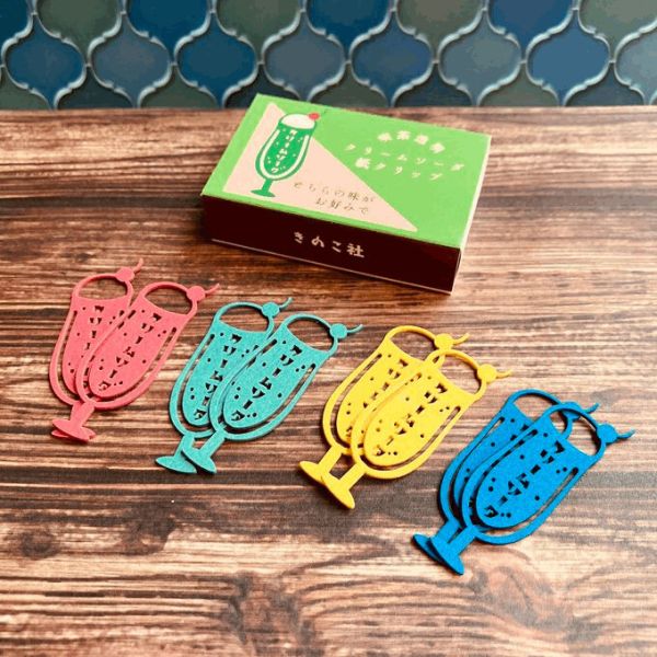 きのこ社 喫茶透明 奶油蘇打 紙製夾子組 木日社,日本文具,日本選物,喫茶透明,きのこ社,Kinokosya,紙製夾子,紙夾,文具夾,日本製文具,復古文具,昭和風文具,奶油蘇打,クリームソーダ,文具雜貨,環保文具,設計文具,日本創作品牌,手帳配件,文具控必收,木日社選物