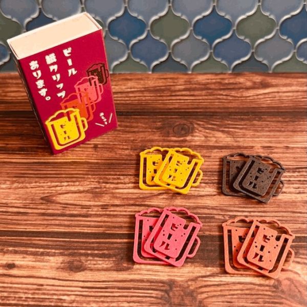 きのこ社 啤酒泡泡紙製夾子組 木日社,日本文具,日本選物,きのこ社,Kinokosya,ビール,啤酒造型文具,紙製夾子,日本製文具,環保文具,創意文具,文具雜貨,設計文具,昭和風文具,復古文具,夏日文具,縁日文具,幽默文具,療癒文具,木日社選物