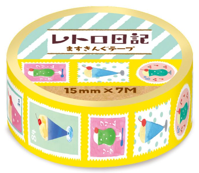 古川紙工 レトロ日記 紙膠帶｜昭和復古甜點日常 古川紙工, レトロ日記, 昭和風紙膠帶, 復古風文具, 日本紙膠帶, 手帳裝飾, 膠帶拼貼, 木日社選物, 日系選品, 文具控愛用品, 甜點膠帶