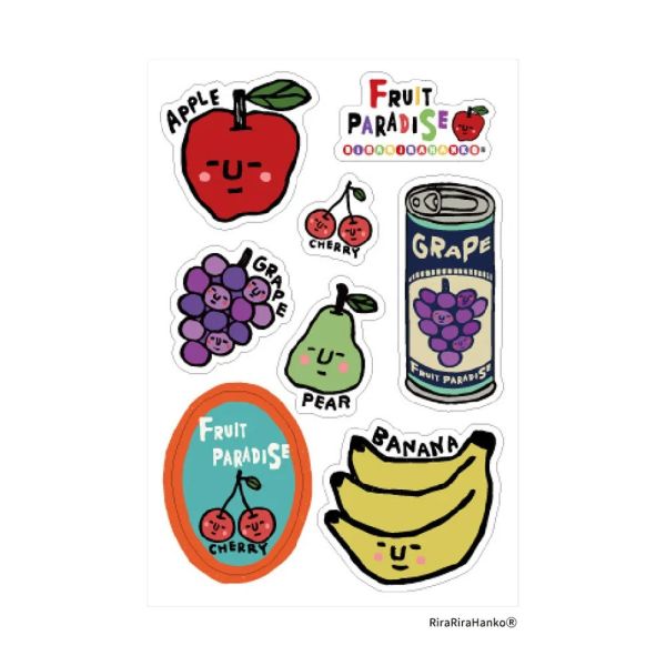 Sanby × RiraRiraはんこ 聯名款 萬用貼紙｜醉醺醺岩井課長・水果樂園 Sanby, MULTISTICKER, 萬用貼紙, 岩井課長, 水果樂園, 可愛貼紙, 日本製, 可水洗, 文青雜貨, 療癒小物, 貼紙控