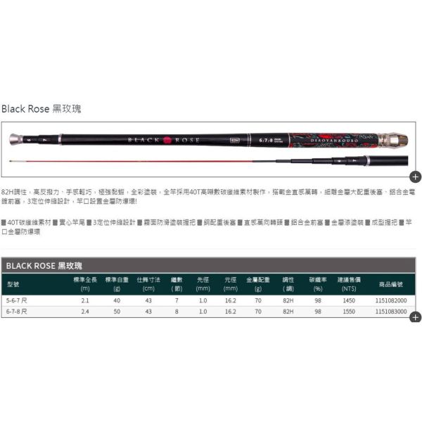 DK漁鄉 黑槍93H19調 黑玫瑰 82H 28調蝦竿 