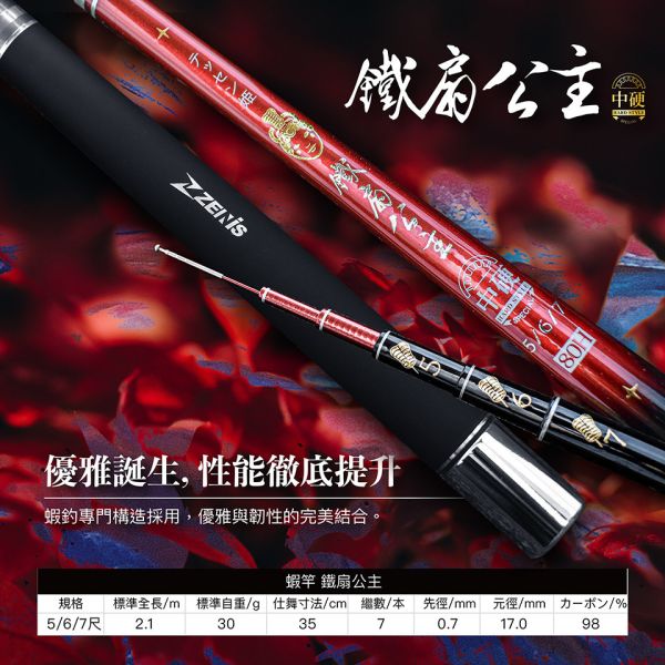 ZENIS 哪吒95H二郎神95H悟空95H牛魔王92H八戒85H蜘蛛精85H悟淨80H鐵扇公主80H唐三藏75H 567尺釣蝦竿 