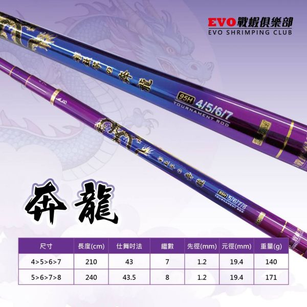 半價下殺快沒了海力士EVO奔龍4567尺變色彩鈦釣蝦竿 大約94H93H 