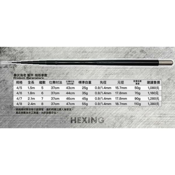 合興 暴伏海老95H 92H雙尾45678尺 釣蝦竿 