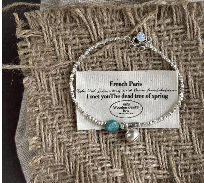 泰銀綠松石手鍊｜925銀碎銀子 × 天然綠松石 泰銀手鍊、青金石手鍊、天然水晶飾品、925純銀、民族風飾品、做舊銀飾、小眾設計、綠松石手鍊