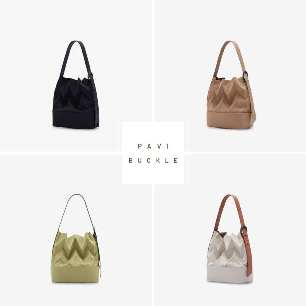 PAVI微光折線包-W-buckle PAVI 水桶包, 質感肩背包, 文青包推薦, 手作風水桶包, 百搭日常包