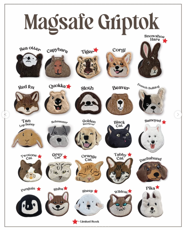 Magsafe Griptok 手機支架 Urban & Wild Family 系列 Magsafe 手機支架, Griptok, 動物造型手機支架, 可愛磁吸手機座, 毛絨手機握把, SoLaLa GOODS, 禮物推薦, 動物小物