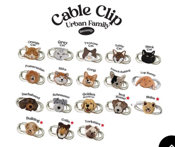 可愛動物耳機線整理夾｜Urban & Wild Family 系列 耳機收納帶, 動物造型Cable Clip, 毛絨耳機線夾, 線材收納, 耳機線整理器, SoLaLa GOODS, 可愛小物, 禮物推薦, 充電線收納