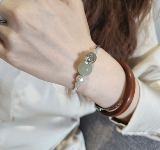 清邁手工藝S925泰銀煙紫和田玉沉香手鐲 泰銀手鍊、青金石手鍊、天然水晶飾品、925純銀、民族風飾品、做舊銀飾、小眾設計、綠松石手鍊