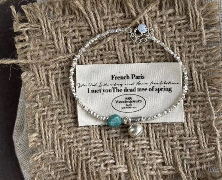 泰銀綠松石手鍊｜925銀碎銀子 × 天然綠松石 泰銀手鍊、青金石手鍊、天然水晶飾品、925純銀、民族風飾品、做舊銀飾、小眾設計、綠松石手鍊