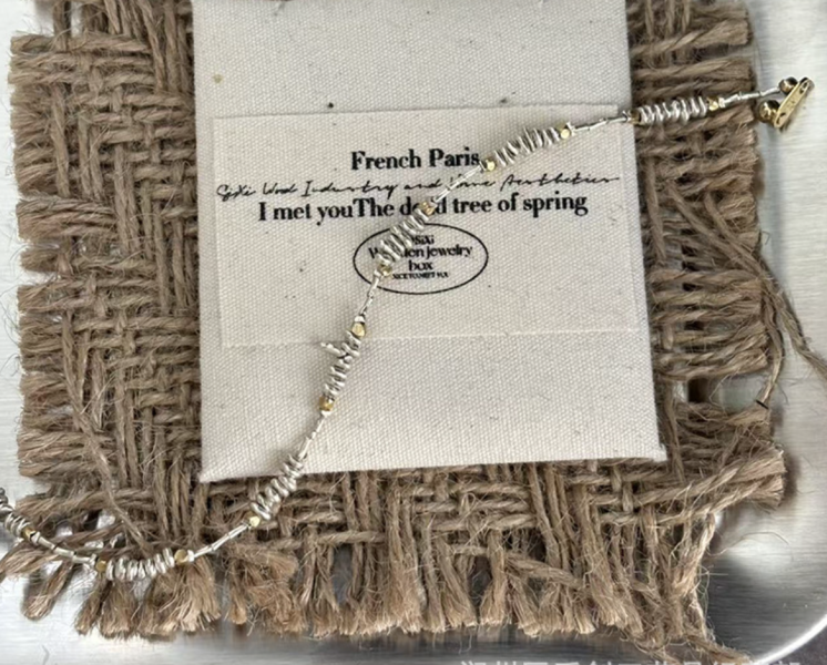 S925純銀金銀撞色手鍊｜碎銀質感設計 泰銀手鍊、青金石手鍊、天然水晶飾品、925純銀、民族風飾品、做舊銀飾、小眾設計、綠松石手鍊