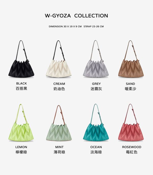 PAVI微光折線包-Ｗ-gyoza PAVI 水桶包, 質感肩背包, 文青包推薦, 手作風水桶包, 百搭日常包