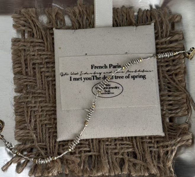 S925純銀金銀撞色手鍊｜碎銀質感設計 泰銀手鍊、青金石手鍊、天然水晶飾品、925純銀、民族風飾品、做舊銀飾、小眾設計、綠松石手鍊