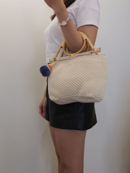 特色竹提把編織包 泰國草編包, 清邁手工包, 夏日度假包, 海邊沙灘包, 編織托特包, 泰國編織包