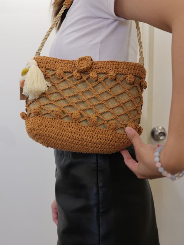 長柄編織包 25*28cm 泰國草編包, 清邁手工包, 夏日度假包, 海邊沙灘包, 編織托特包, 泰國編織包