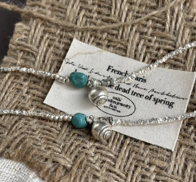 泰銀綠松石手鍊｜925銀碎銀子 × 天然綠松石 泰銀手鍊、青金石手鍊、天然水晶飾品、925純銀、民族風飾品、做舊銀飾、小眾設計、綠松石手鍊