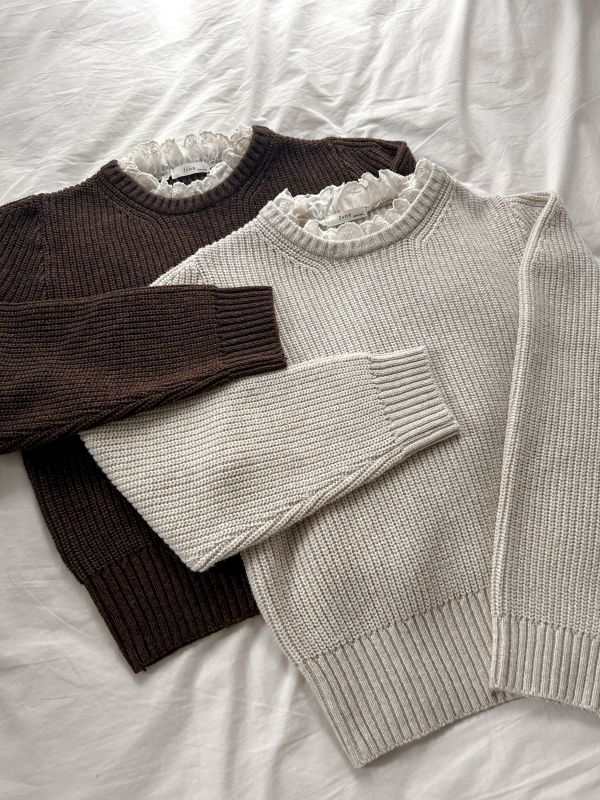 ﹝KR選物﹞荷葉拼接立領針織毛衣 