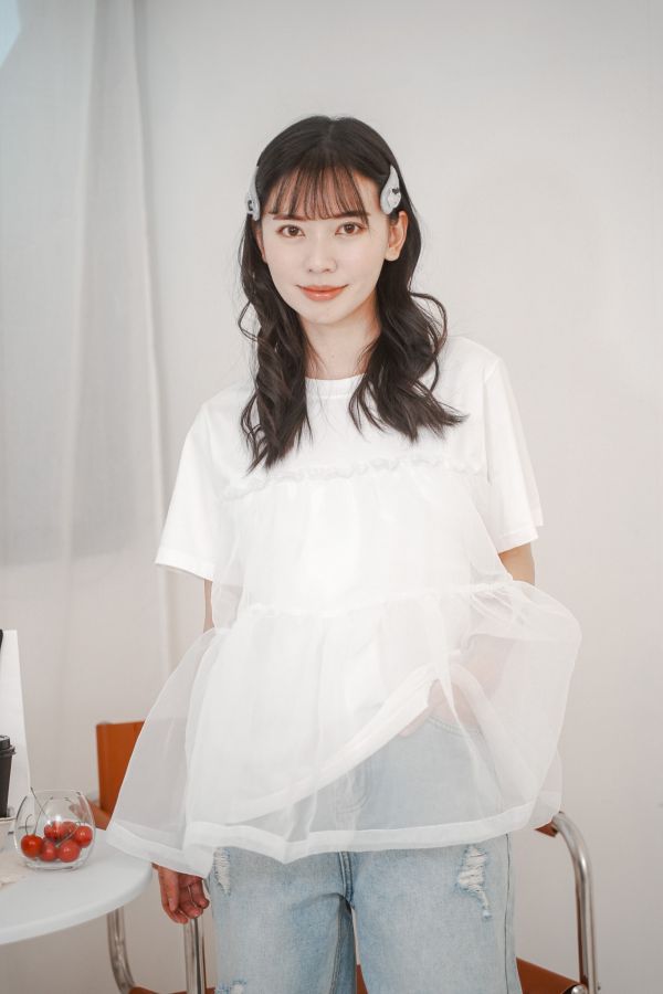 澎澎紗拼接上衣 澎澎紗拼接上衣