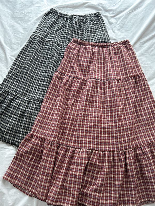 ﹝KR選物﹞格紋鬆緊半身裙 