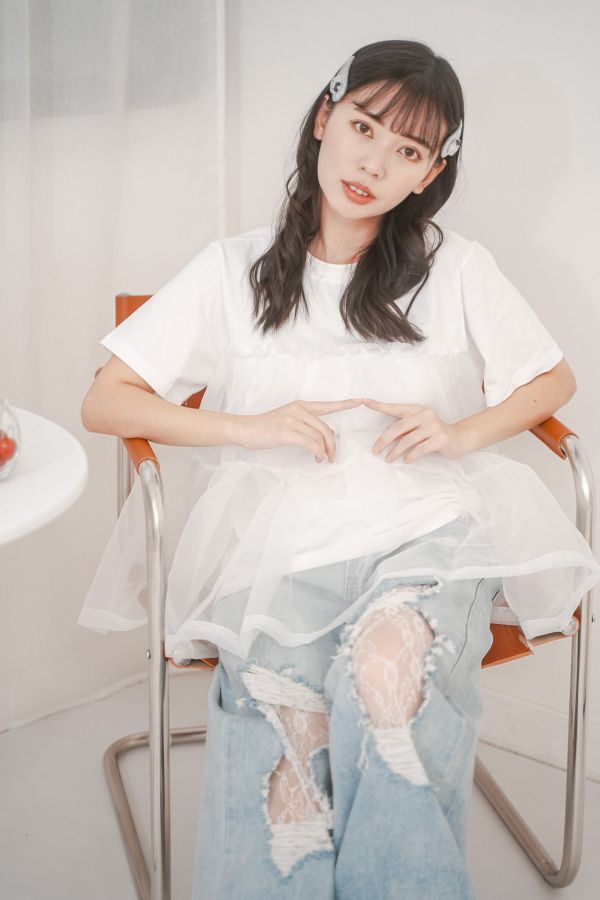 澎澎紗拼接上衣 澎澎紗拼接上衣