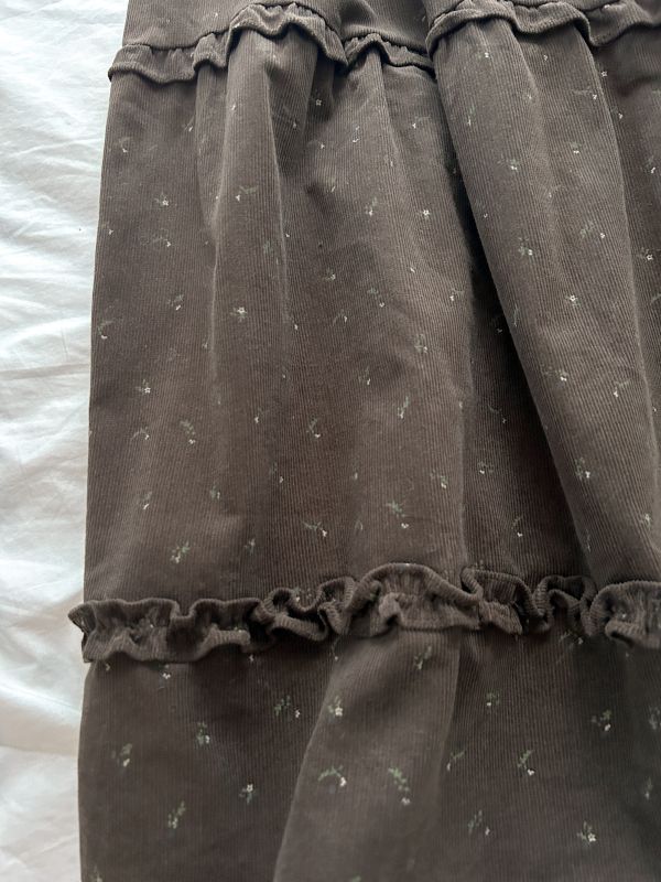 ﹝KR選物﹞燈芯絨小碎花滾邊半身裙 