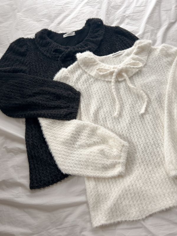 ﹝KR選物﹞娃領薄針織毛毛上衣 