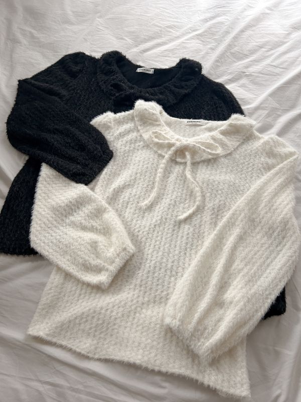 ﹝KR選物﹞娃領薄針織毛毛上衣 