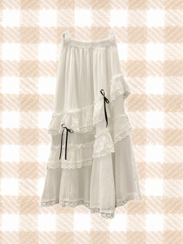 不對稱蕾絲蝴蝶結蛋糕裙 不對稱蕾絲蝴蝶結蛋糕裙