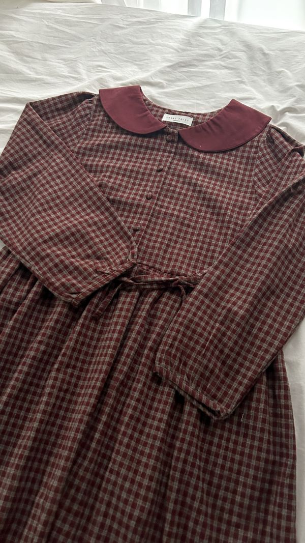 ﹝KR選物﹞撞色娃領格紋洋裝 