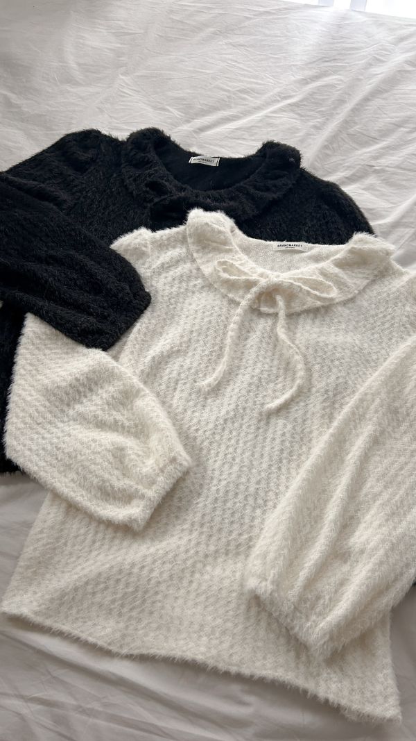 ﹝KR選物﹞娃領薄針織毛毛上衣 