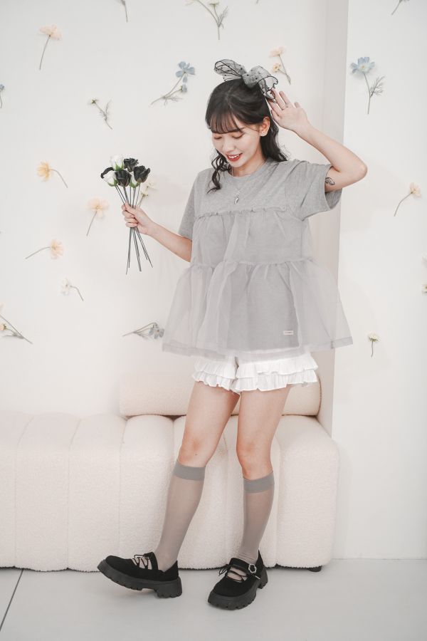 澎澎紗拼接上衣 澎澎紗拼接上衣