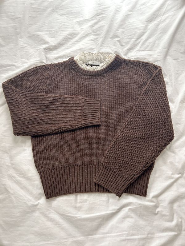 ﹝KR選物﹞荷葉拼接立領針織毛衣 