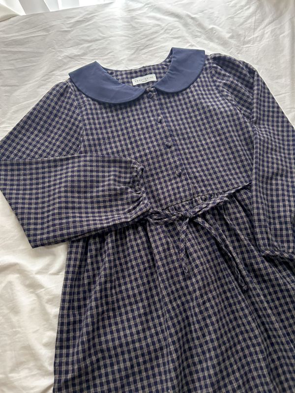 ﹝KR選物﹞撞色娃領格紋洋裝 