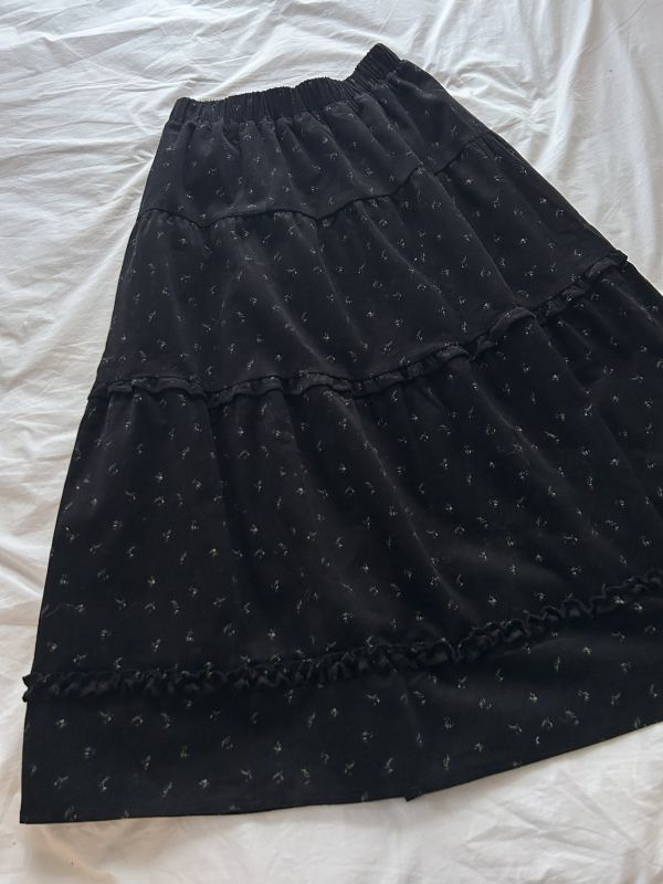 ﹝KR選物﹞燈芯絨小碎花滾邊半身裙 