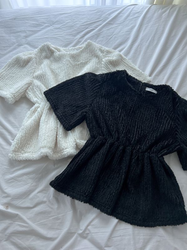 ﹝KR選物﹞QQ毛厚磅短袖鬆緊衣 