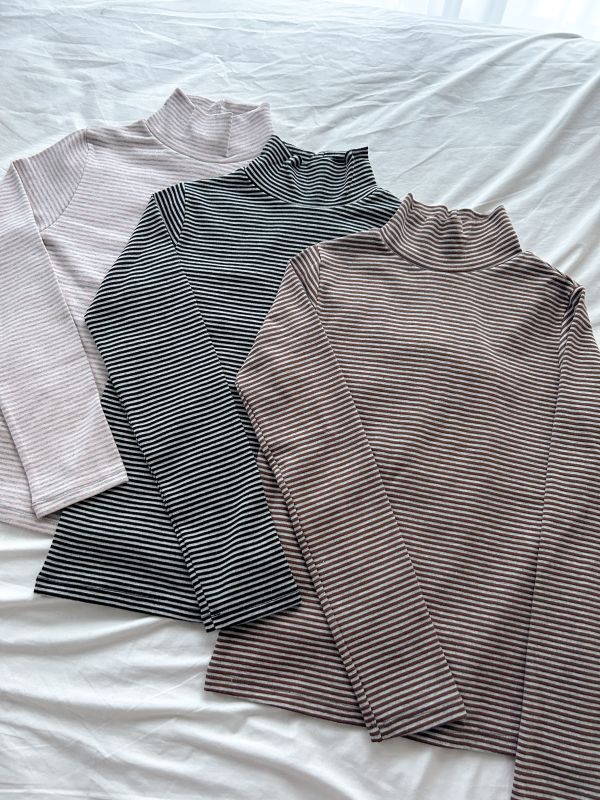 ﹝KR選物﹞撞色橫紋高領打底衣 