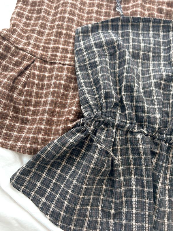 ﹝KR選物﹞格紋傘擺外搭背心 