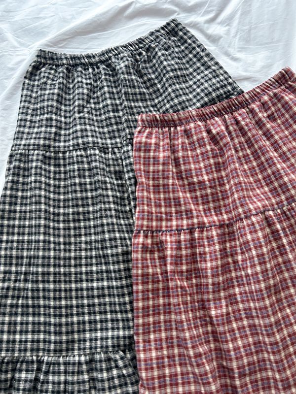 ﹝KR選物﹞格紋鬆緊半身裙 