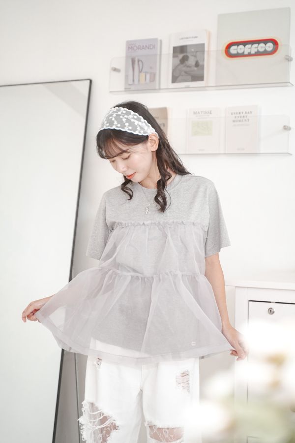 澎澎紗拼接上衣 澎澎紗拼接上衣