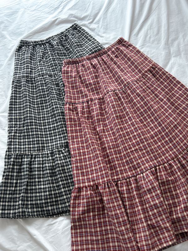 ﹝KR選物﹞格紋鬆緊半身裙 