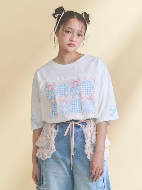 Merry Jenny 蝴蝶結花窗塗鴉tee Merry Jenny 蝴蝶結花窗塗鴉tee