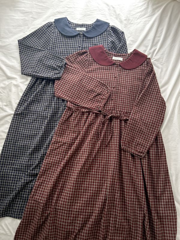 ﹝KR選物﹞撞色娃領格紋洋裝 