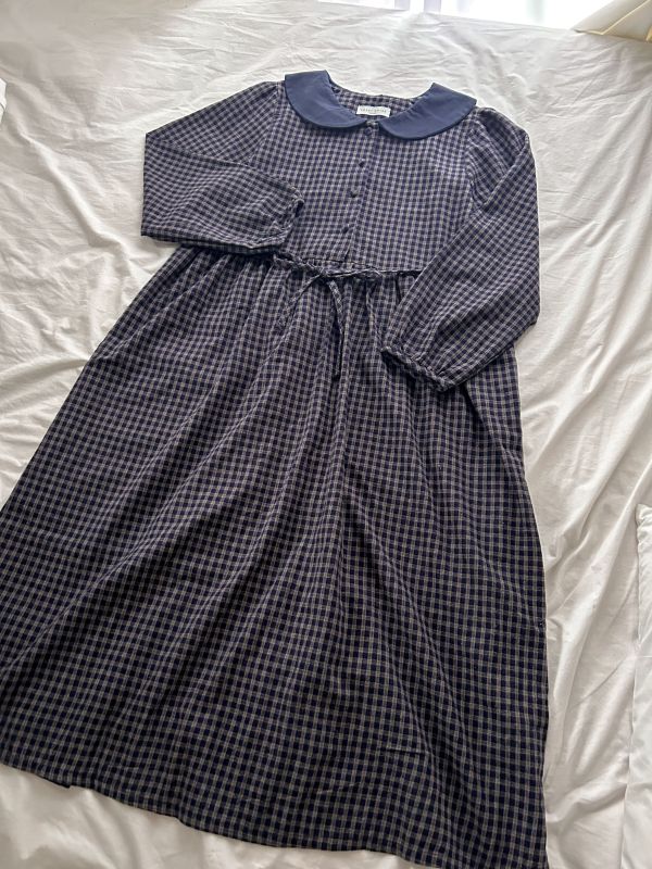 ﹝KR選物﹞撞色娃領格紋洋裝 